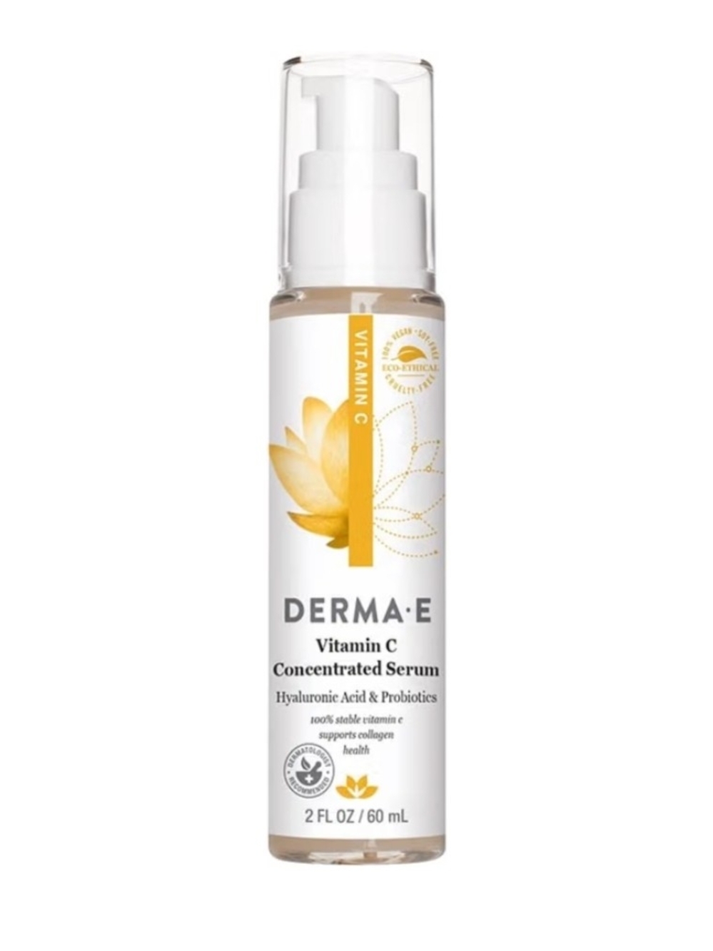 DERMA E Vitamin C Concentrated Serum, 2 Oz, with Hyaluronic Acid, Vitamin E & Al
